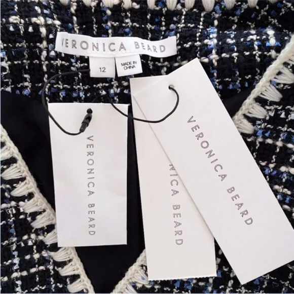 NEW Veronica Beard Bosea Tweed Cotton Blend Jacket Navy Multi 12 - Picture 15 of 17